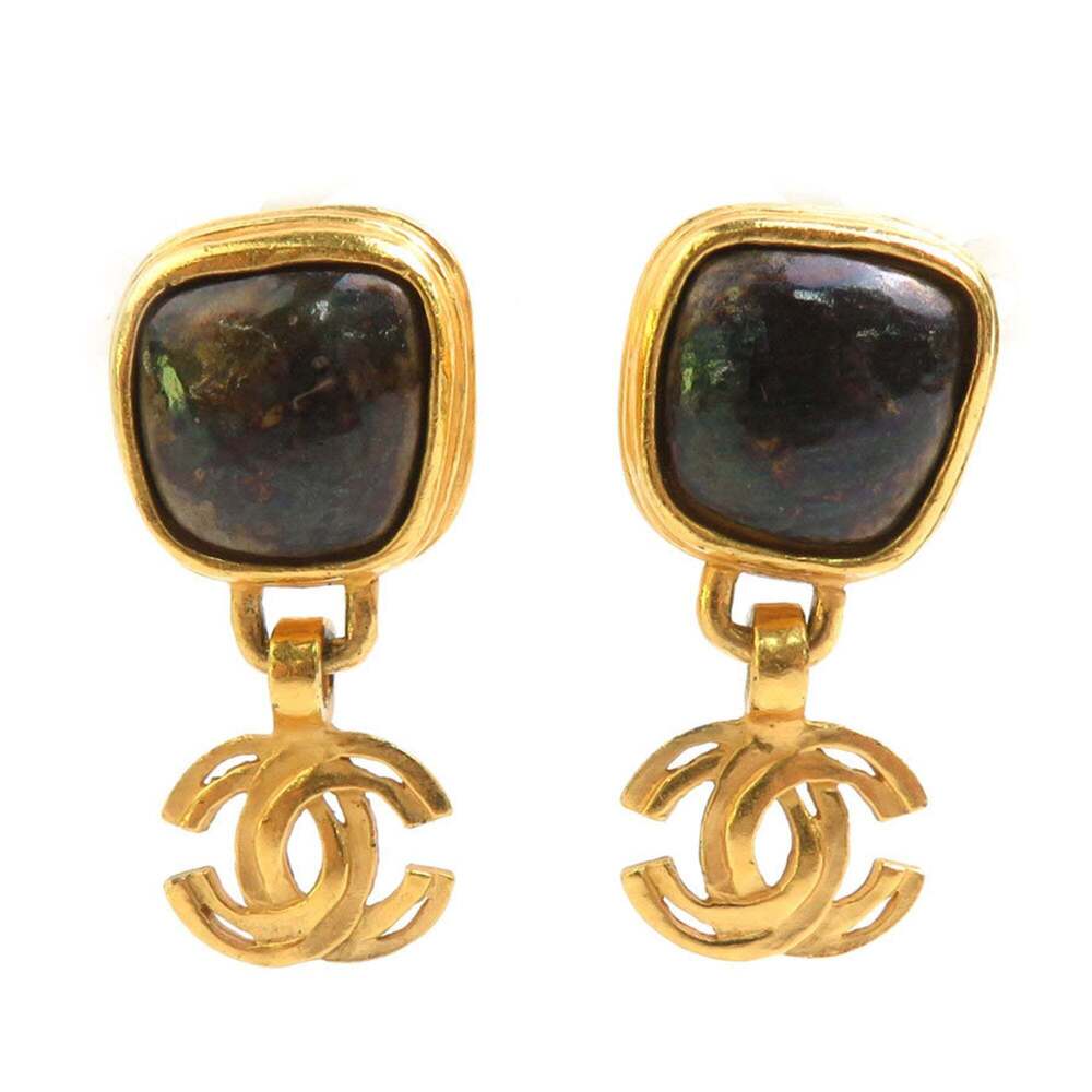 CHANEL Authentic Gold Logo Earrings - Picture 1 of 5